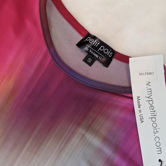 Petit Pois by Viviana G Top Long Sleeve Fitted Tie Dye Ombre Magenta S NWT - Picture 8 of 8